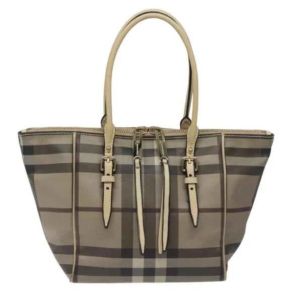 BURBERRY Nova Check Shoulder Bag PVC Brown Auth MX170